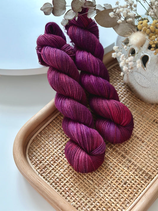 BFL Silky Sock Yarn - Dramatic Berry