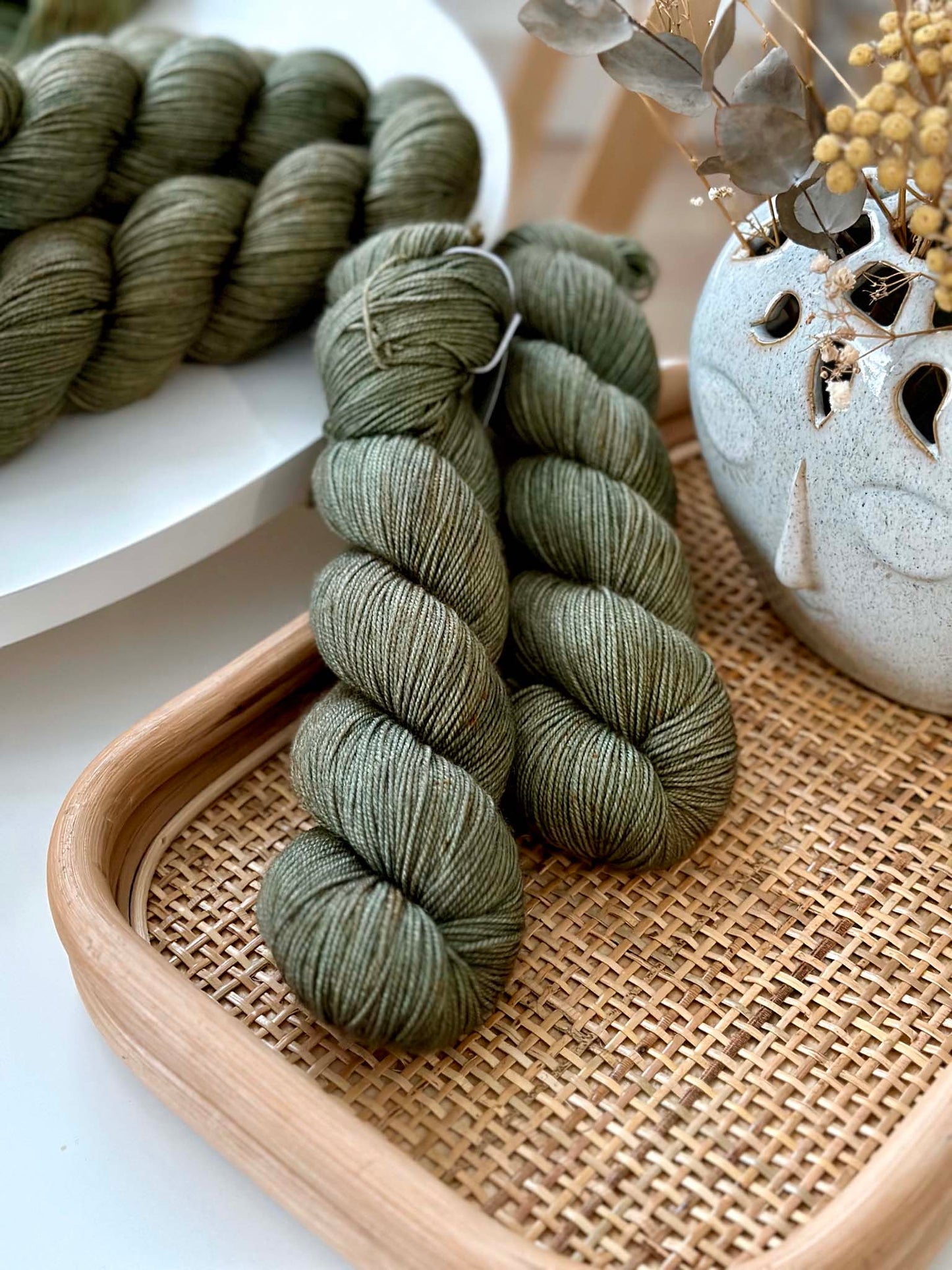 BFL Silky Sock Yarn - Little Olive