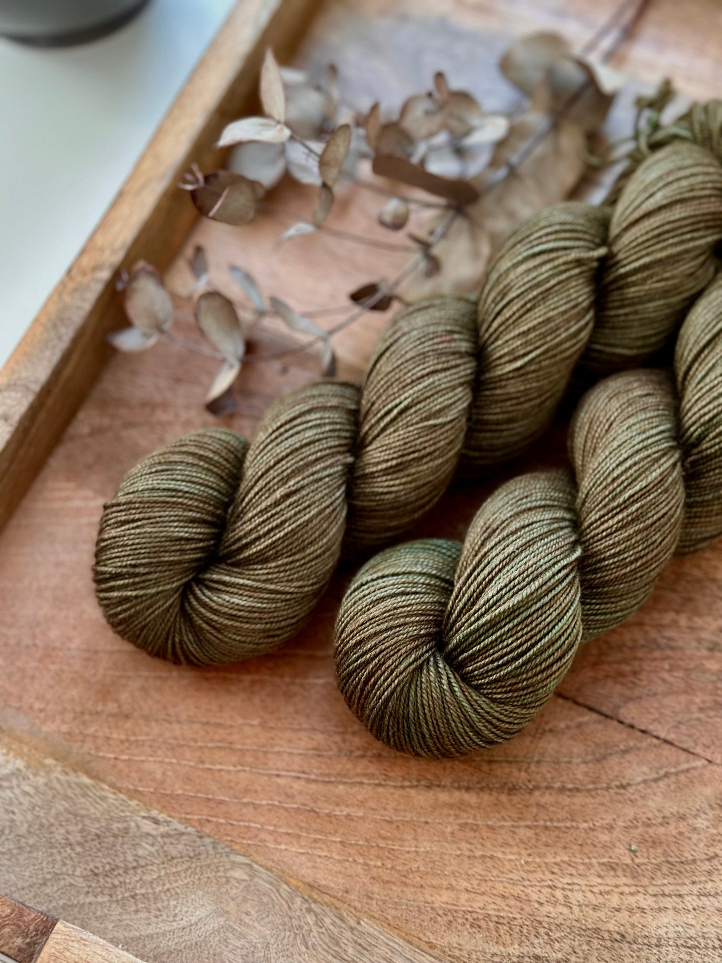BFL Silky Sock Yarn - Dark Little Olive