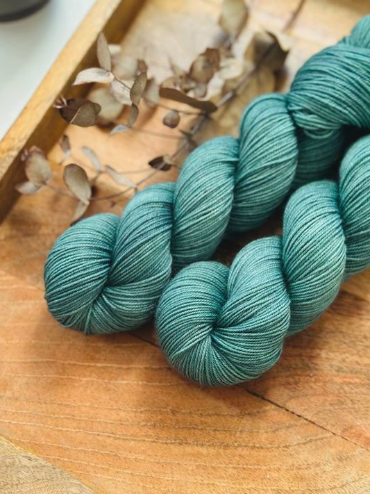 BFL Silky Sock Yarn - Dark Ocean Haze